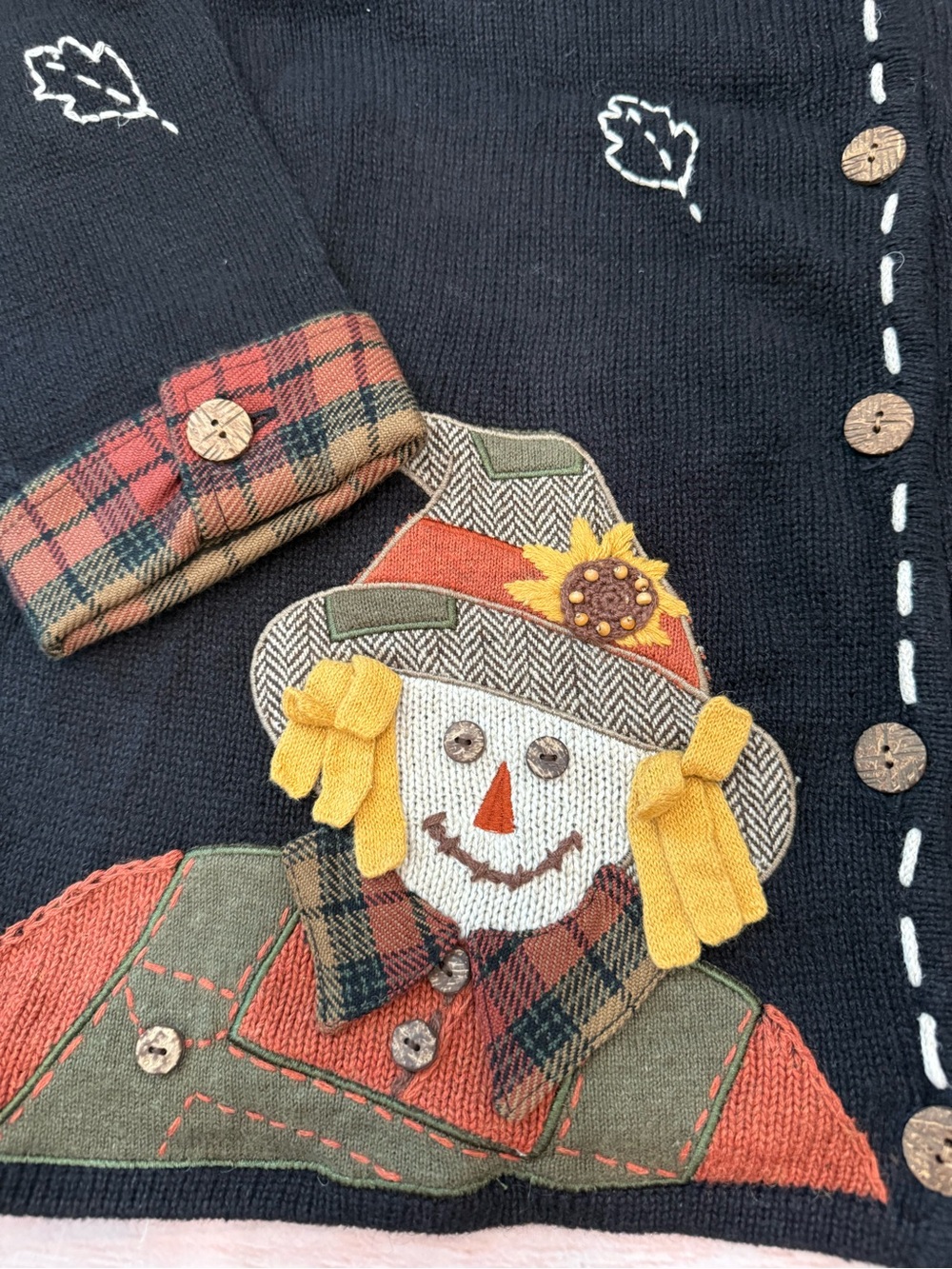 Mandal Bay VTG Fall Scarecrow Plaid Country Grandma Cardigan Sweater Size 2xl - Picture 5 of 8